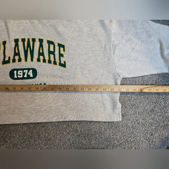 Delaware 1974 West Virginia USA Cropped Ribbed Oversized Baggy Collegiate - Picture 6 of 6